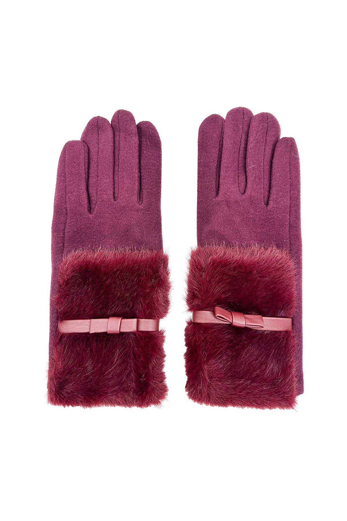 Women's Knitted Fingerless Gloves with Faux Fur Cuffs and Buttons