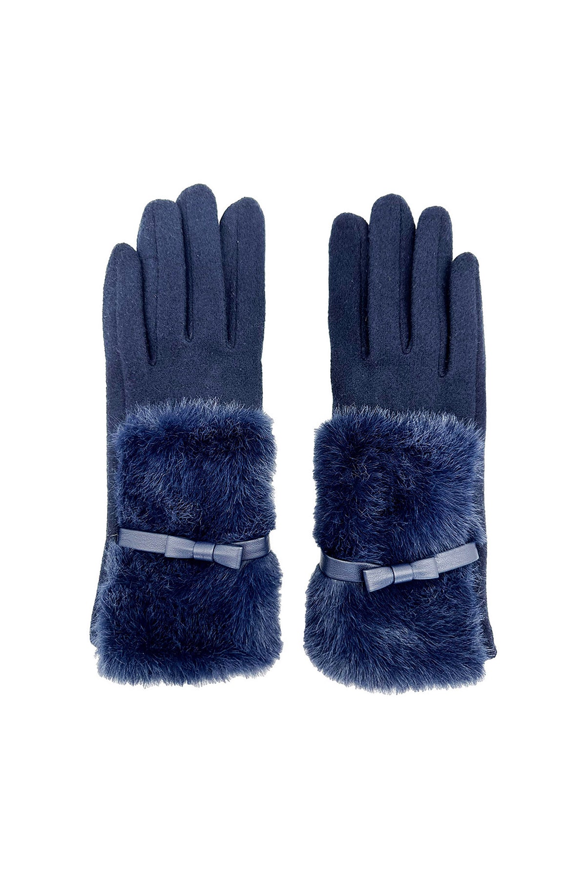 Women's Knitted Fingerless Gloves with Faux Fur Cuffs and Buttons