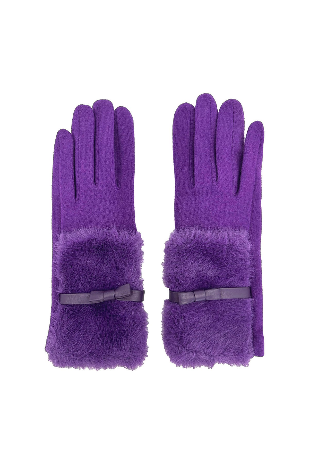Women's Knitted Fingerless Gloves with Faux Fur Cuffs and Buttons