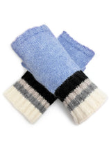 Women’s Soft Knit Fingerless Gloves with Striped Cuffs