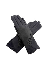 Touchscreen Soft-Touch Gloves with Vintage Button Cuff