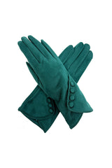 Touchscreen Soft-Touch Gloves with Vintage Button Cuff