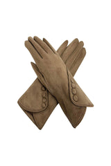 Touchscreen Soft-Touch Gloves with Vintage Button Cuff