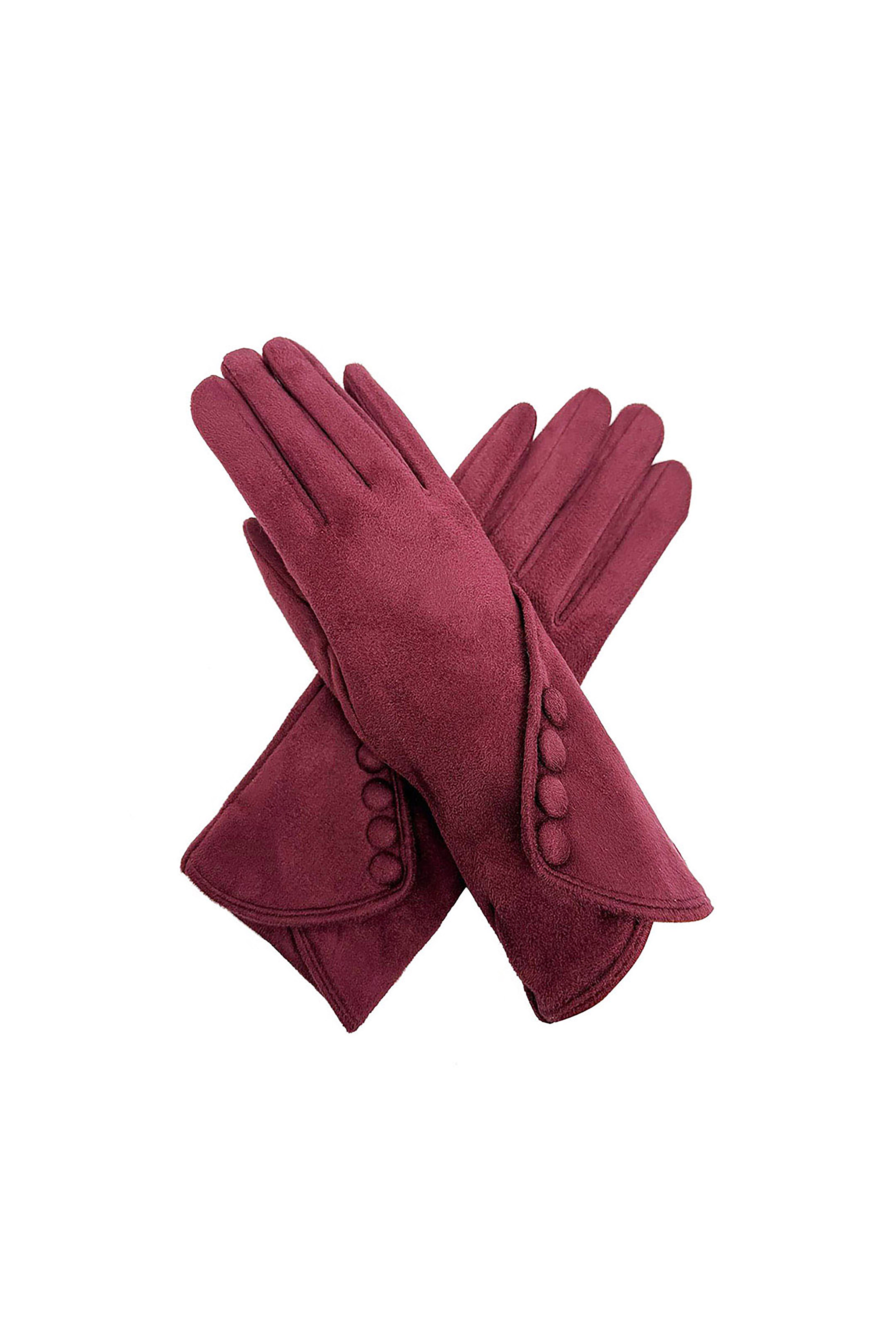 Touchscreen Soft-Touch Gloves with Vintage Button Cuff