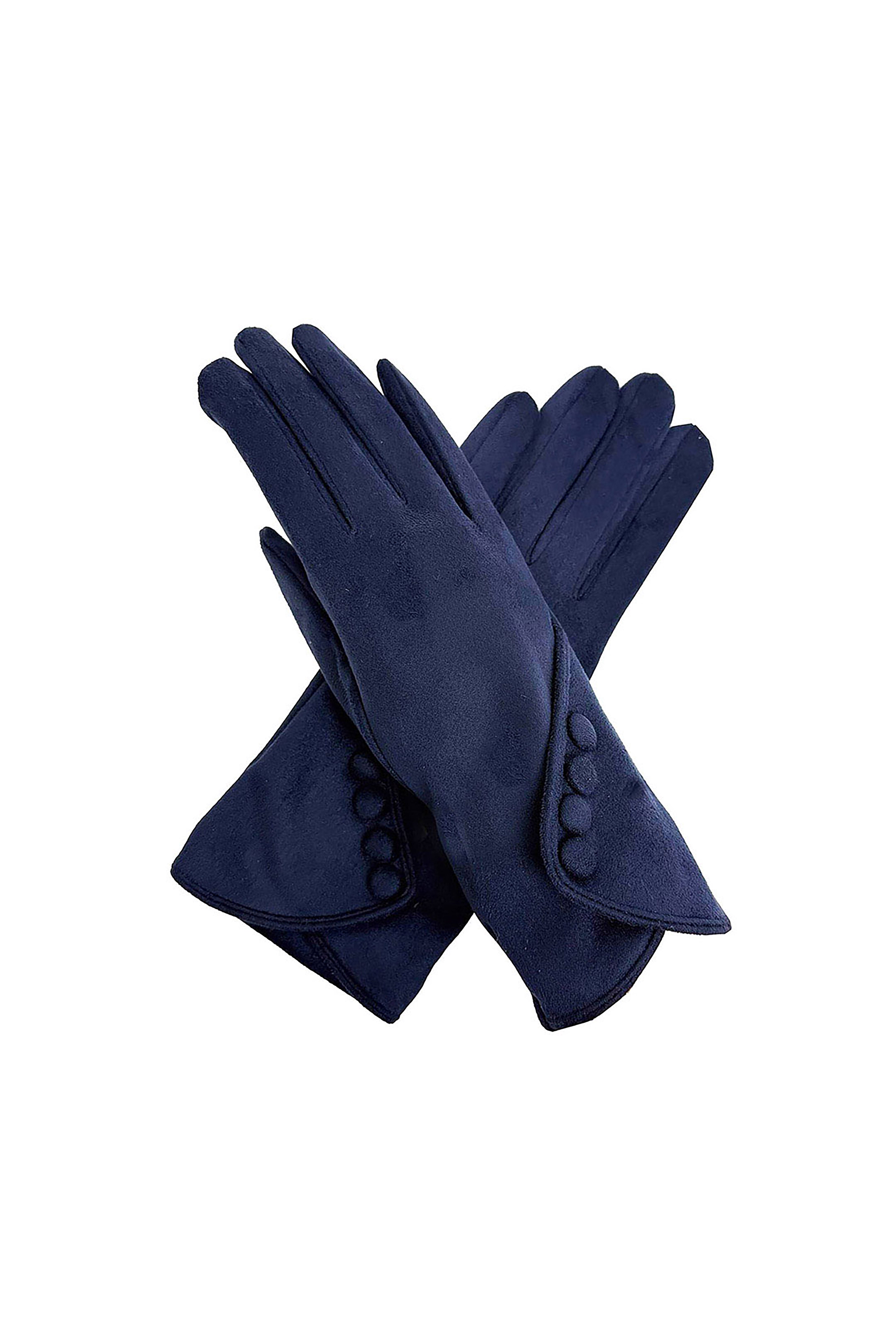 Touchscreen Soft-Touch Gloves with Vintage Button Cuff