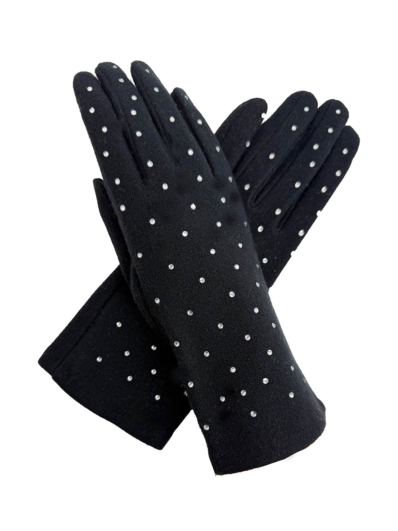 Plain Gloves with Dotted Detailing and Touch Screen Fingers