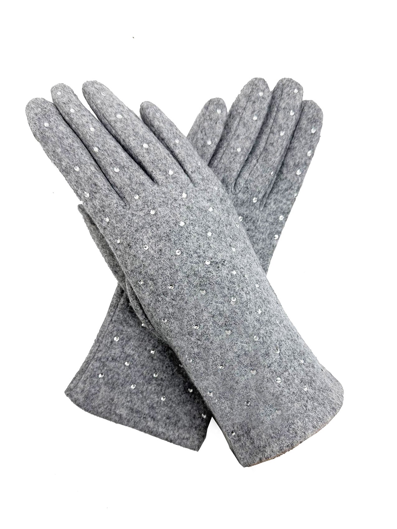 Plain Gloves with Dotted Detailing and Touch Screen Fingers