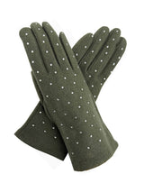 Plain Gloves with Dotted Detailing and Touch Screen Fingers