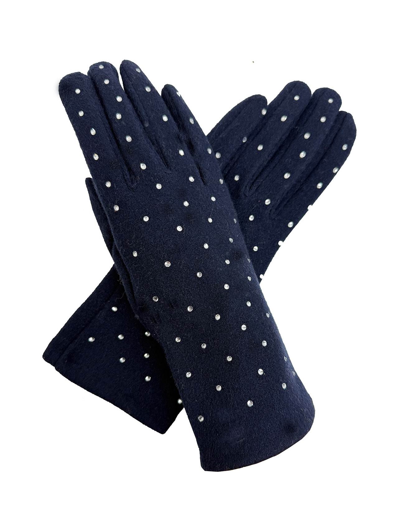 Plain Gloves with Dotted Detailing and Touch Screen Fingers