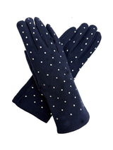 Plain Gloves with Dotted Detailing and Touch Screen Fingers
