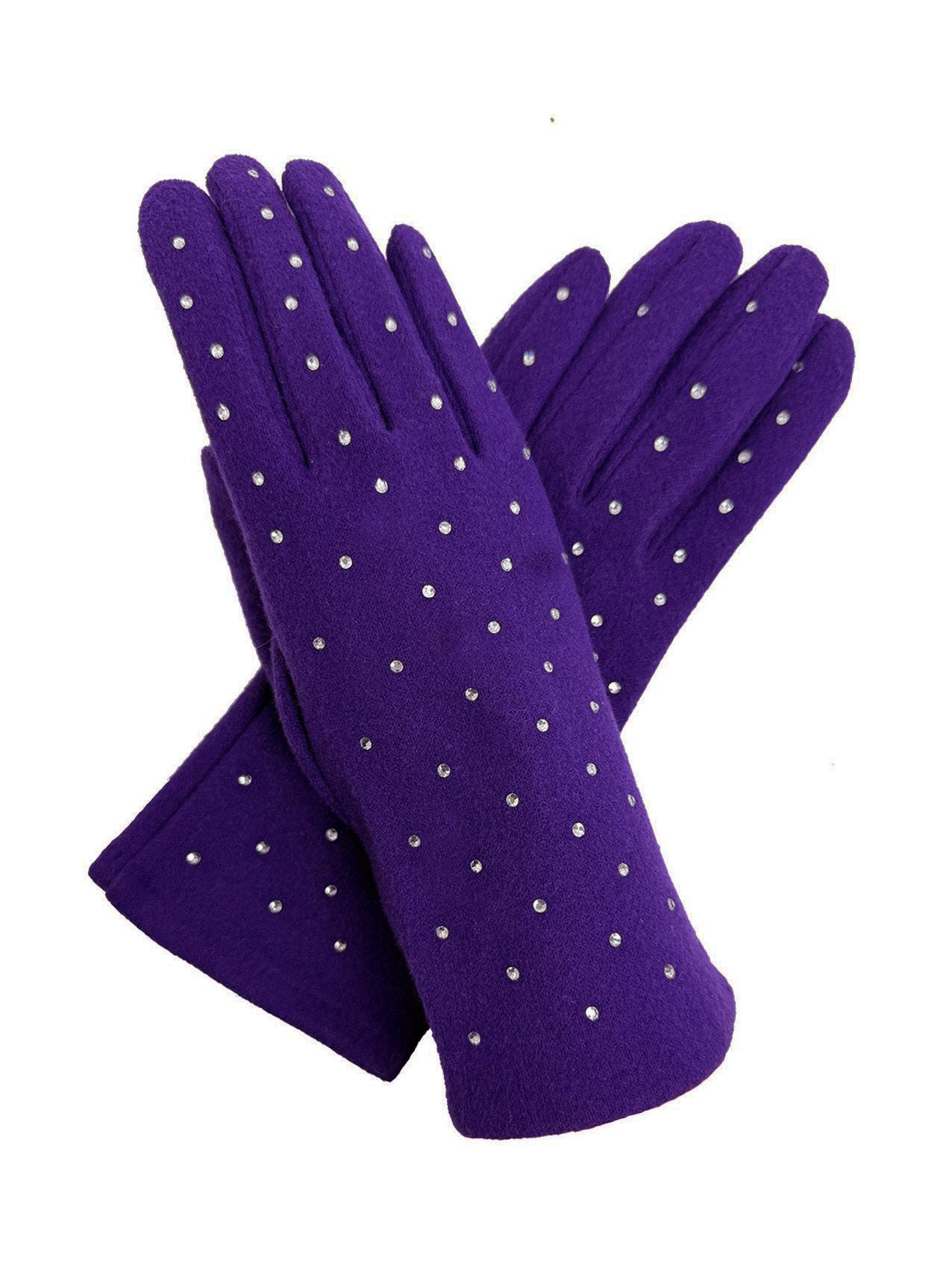 Plain Gloves with Dotted Detailing and Touch Screen Fingers