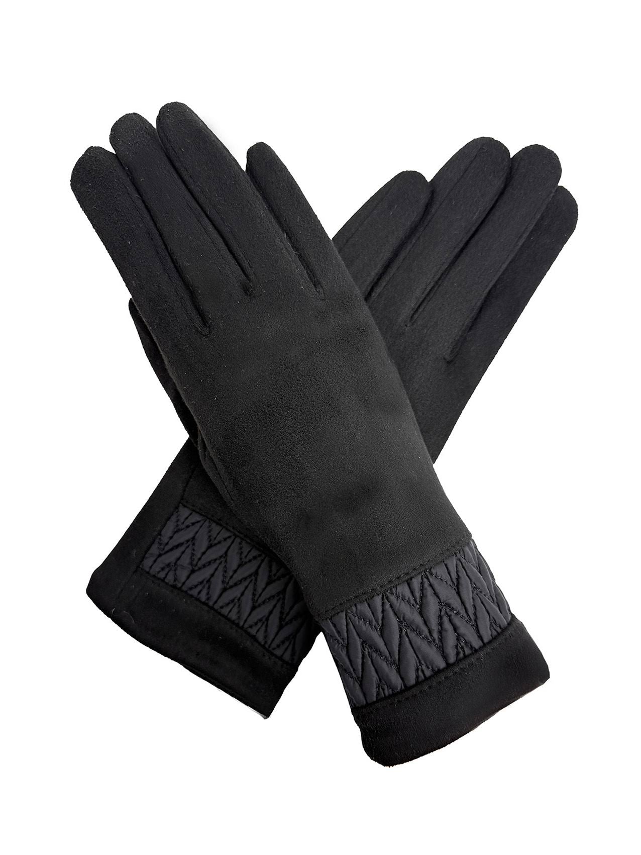 Solid Colour Touch Screen Gloves with Quilted Wrist Detail