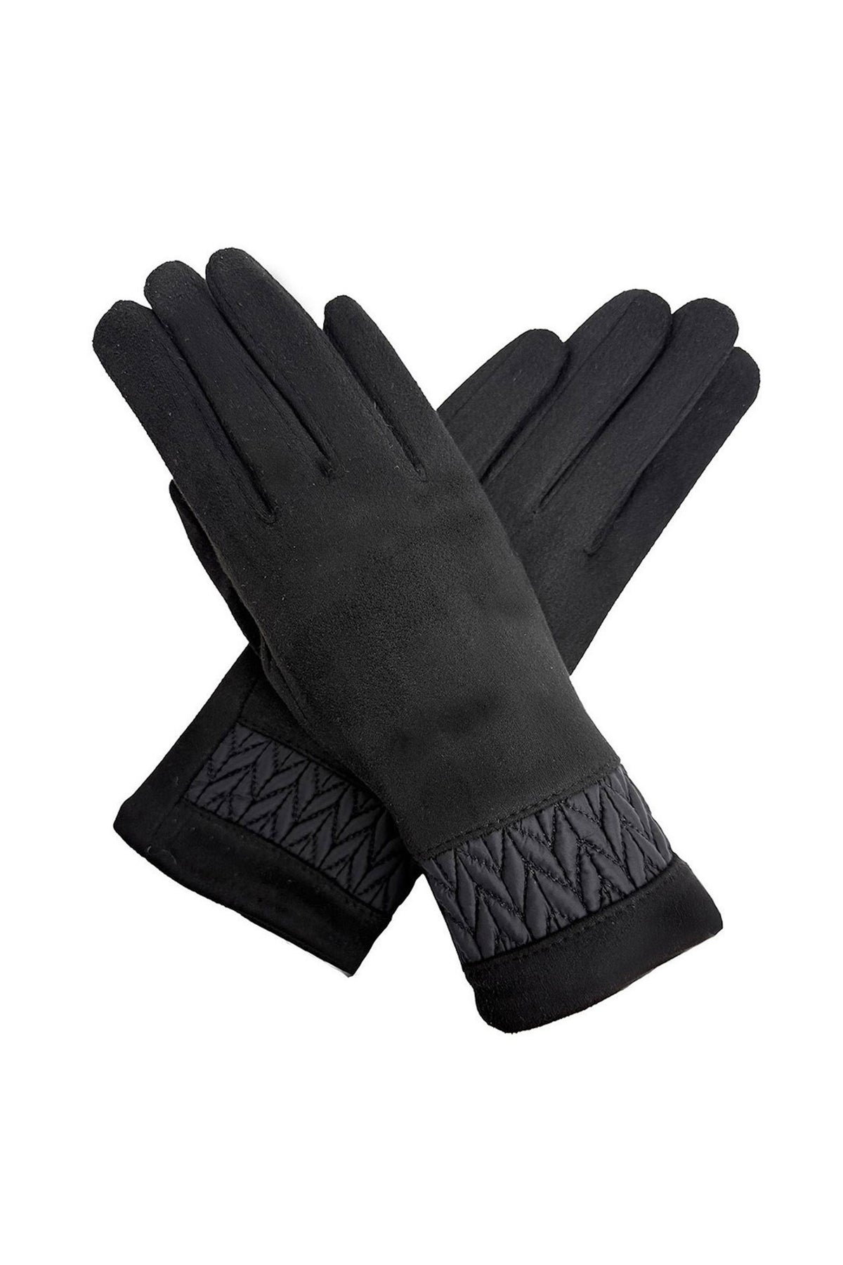 Solid Colour Touch Screen Gloves with Quilted Wrist Detail