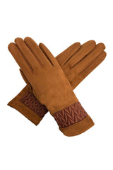 Solid Colour Touch Screen Gloves with Quilted Wrist Detail