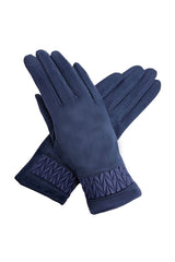 Solid Colour Touch Screen Gloves with Quilted Wrist Detail