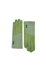 Women’s Faux Suede & Knitted Panel Button Detail Winter Gloves
