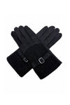 Women’s Faux Suede Textured Panel Buckle Detail Touchscreen Gloves