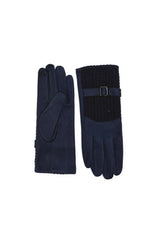 Women’s Faux Suede Textured Panel Buckle Detail Touchscreen Gloves
