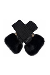 Faux Fur Cuff Bow Touchscreen Gloves