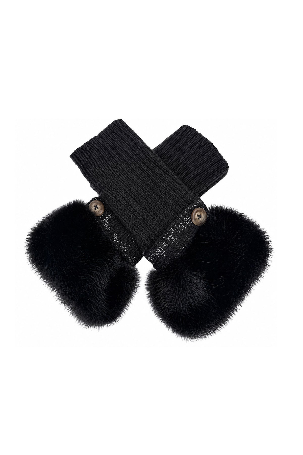 Faux Fur Cuff Bow Touchscreen Gloves