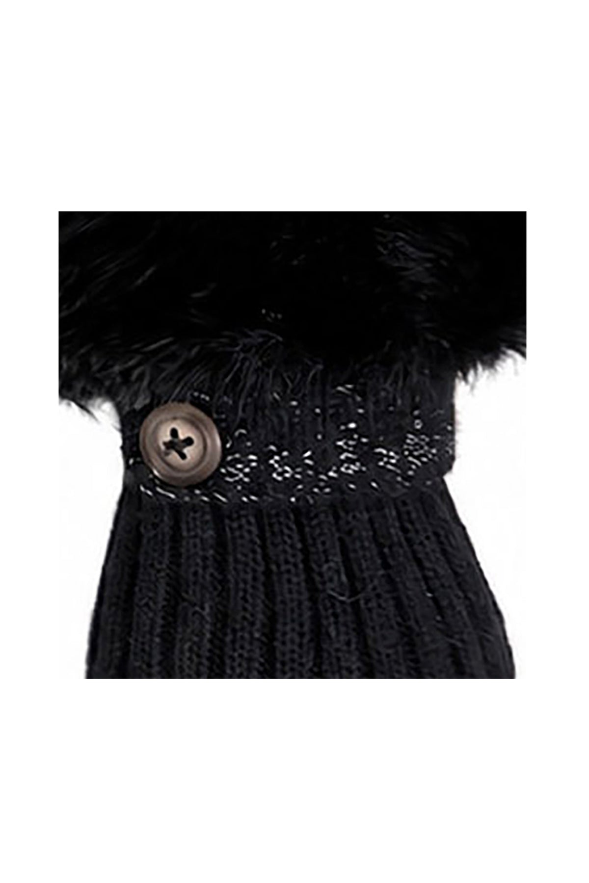 Faux Fur Cuff Bow Touchscreen Gloves