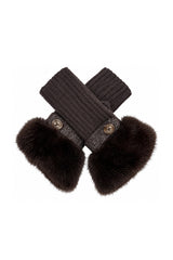 Faux Fur Cuff Bow Touchscreen Gloves