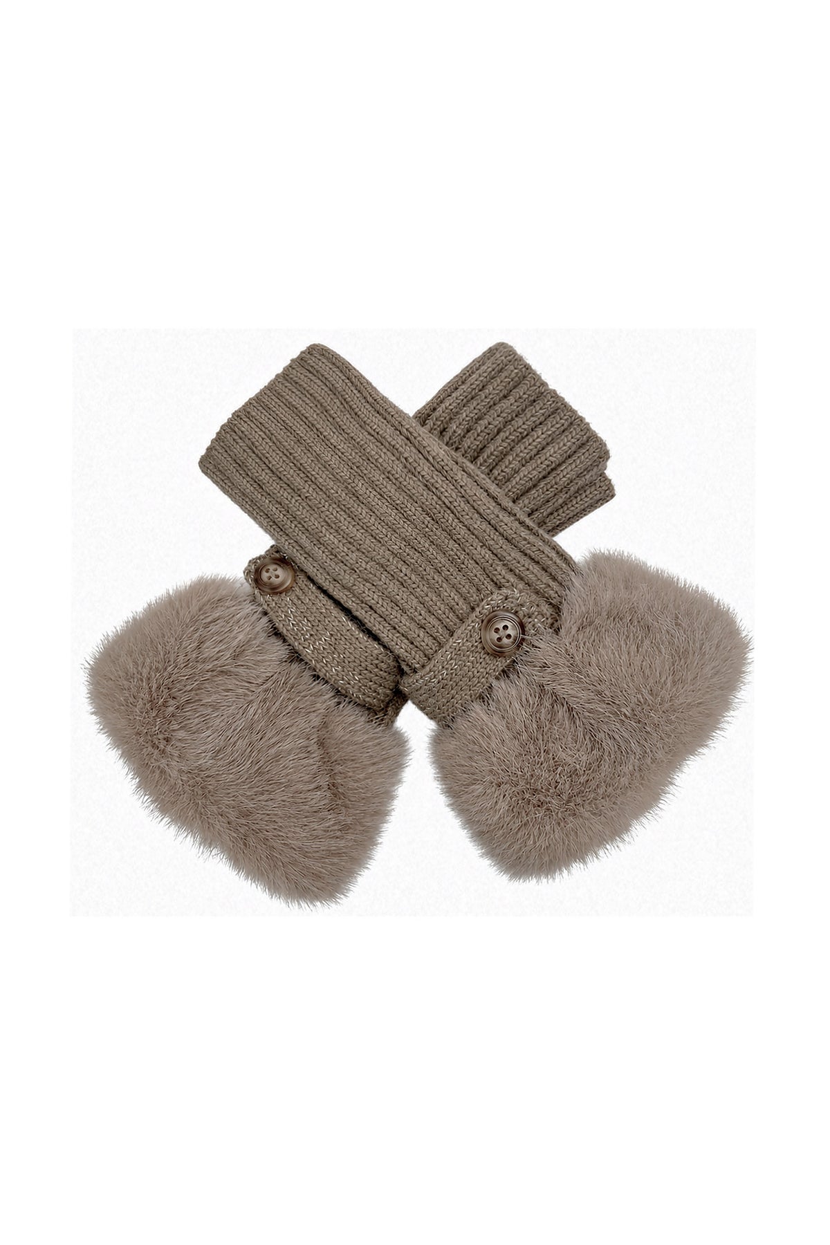 Faux Fur Cuff Bow Touchscreen Gloves