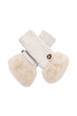 Faux Fur Cuff Bow Touchscreen Gloves