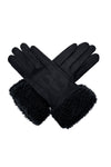 Women's Suede-Look Gloves with Teddy Faux Fur Cuffs
