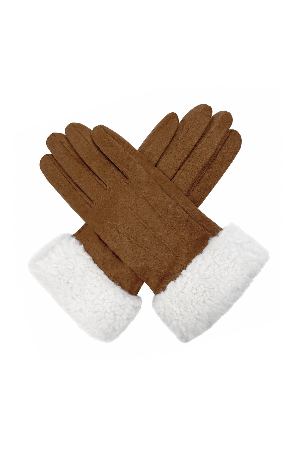 Women's Suede-Look Gloves with Teddy Faux Fur Cuffs