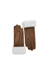 Women's Suede-Look Gloves with Teddy Faux Fur Cuffs