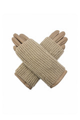2-Piece Faux Leather Gloves & Removable Knitted Fingerless Gloves Set