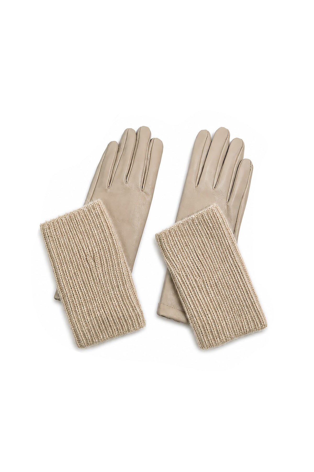 2-Piece Faux Leather Gloves & Removable Knitted Fingerless Gloves Set