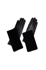 2-Piece Faux Leather Gloves & Removable Knitted Fingerless Gloves Set