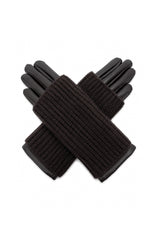 2-Piece Faux Leather Gloves & Removable Knitted Fingerless Gloves Set