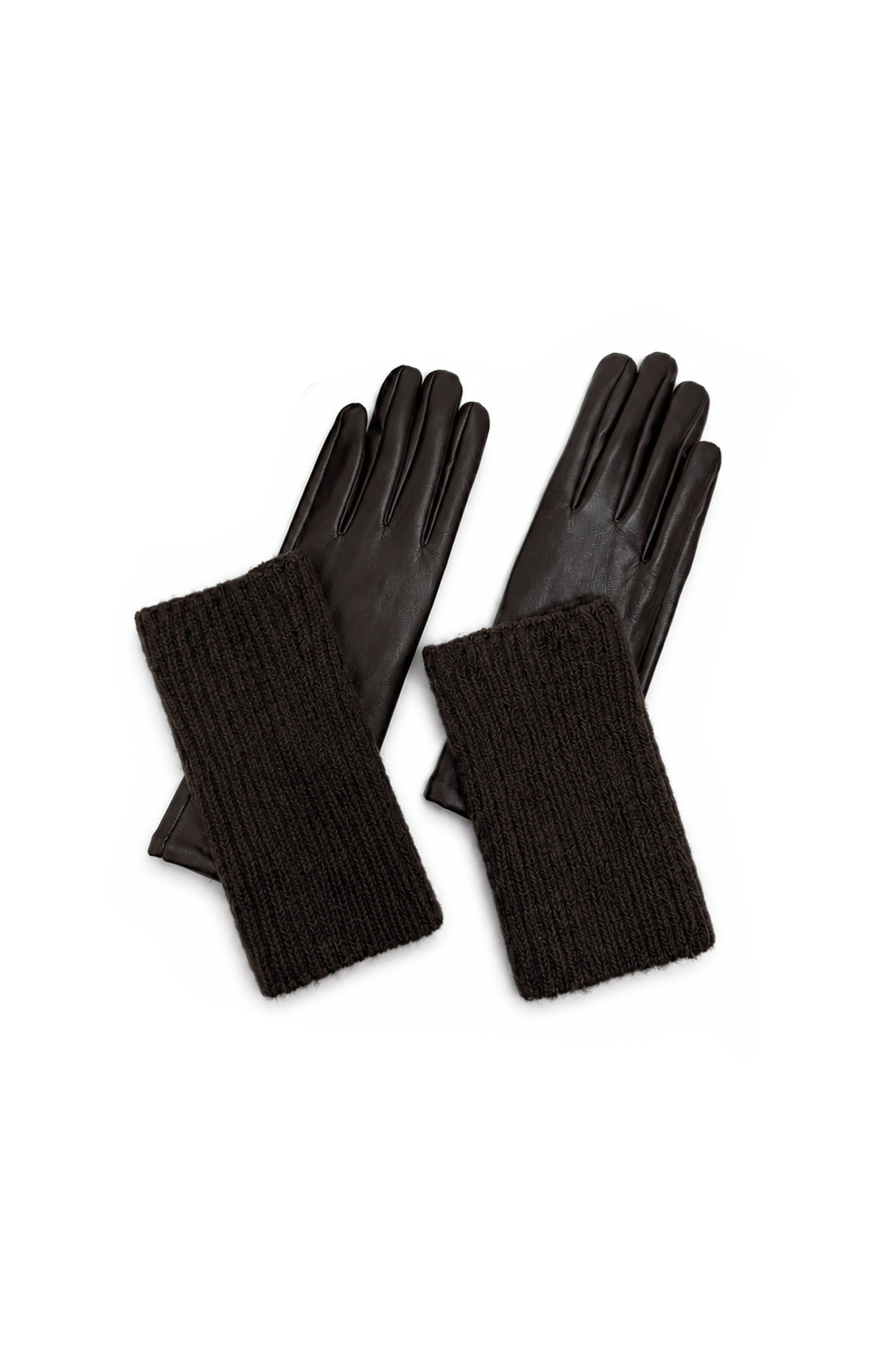 2-Piece Faux Leather Gloves & Removable Knitted Fingerless Gloves Set