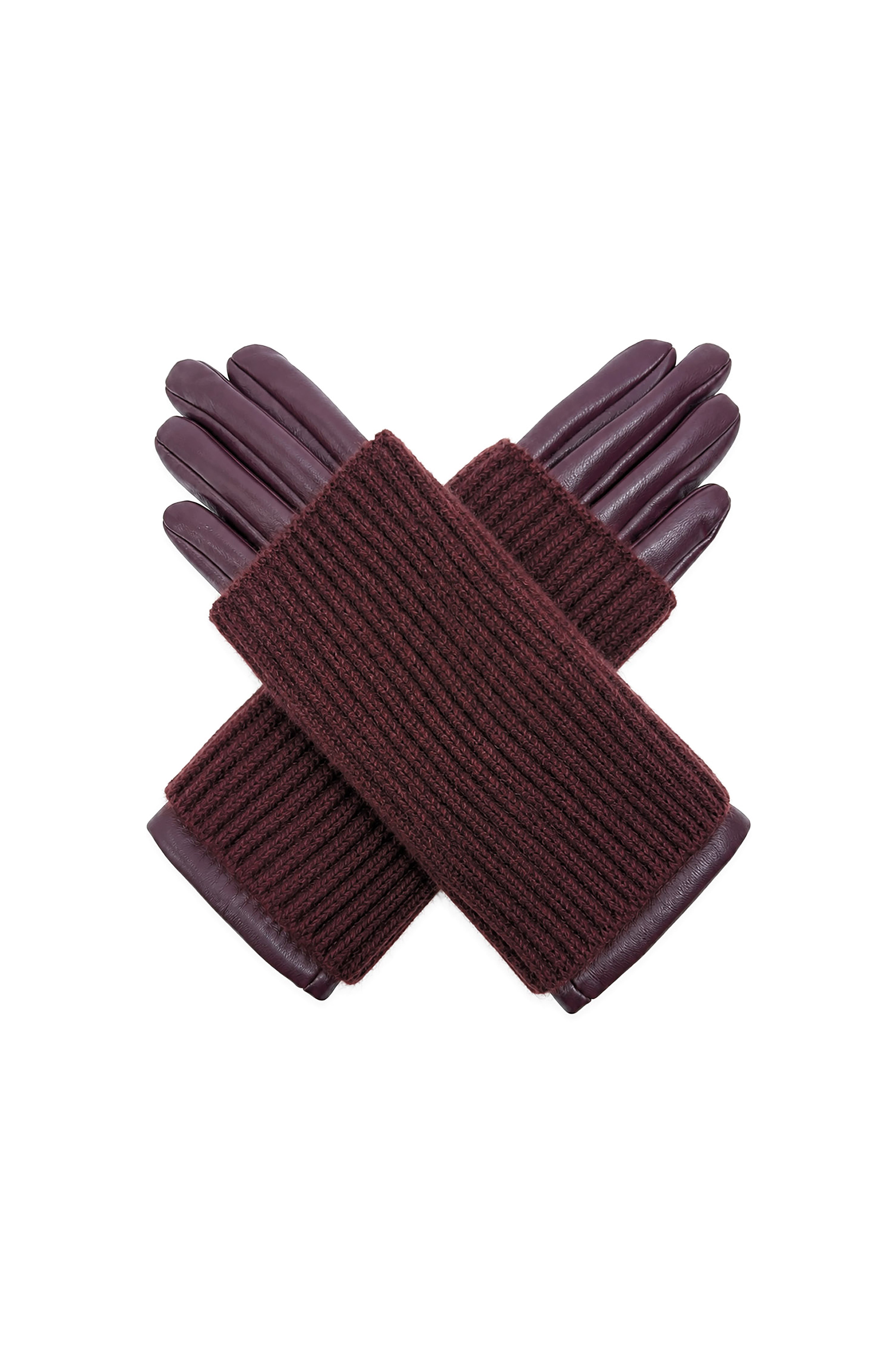 2-Piece Faux Leather Gloves & Removable Knitted Fingerless Gloves Set