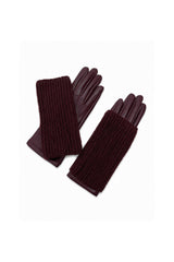 2-Piece Faux Leather Gloves & Removable Knitted Fingerless Gloves Set