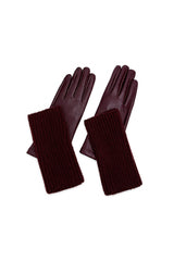 2-Piece Faux Leather Gloves & Removable Knitted Fingerless Gloves Set