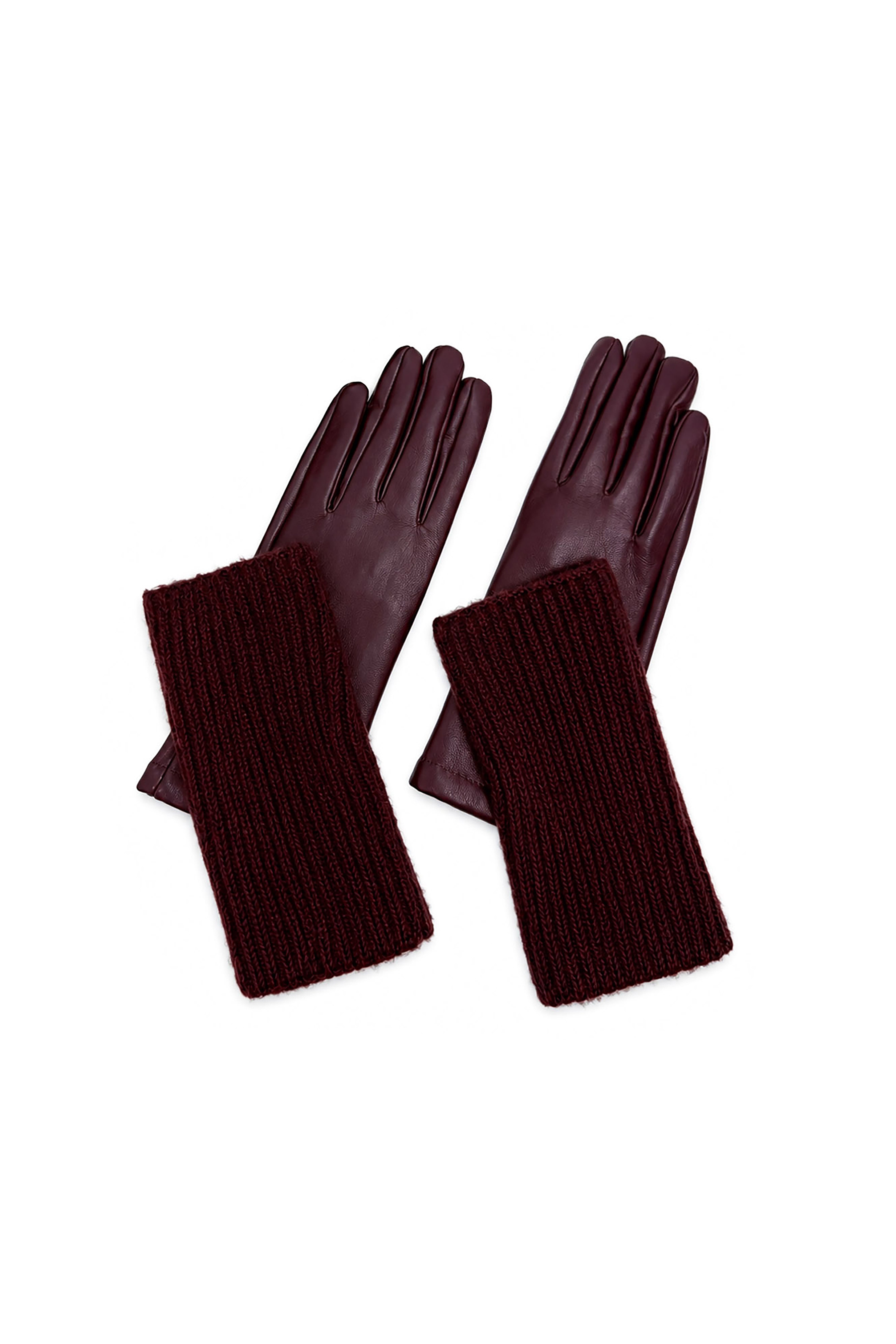 2-Piece Faux Leather Gloves & Removable Knitted Fingerless Gloves Set