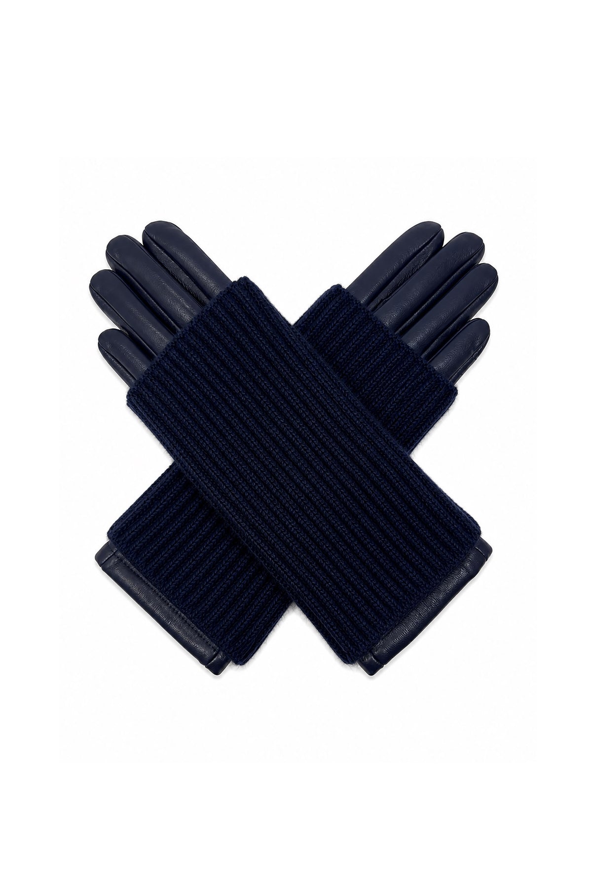 2-Piece Faux Leather Gloves & Removable Knitted Fingerless Gloves Set