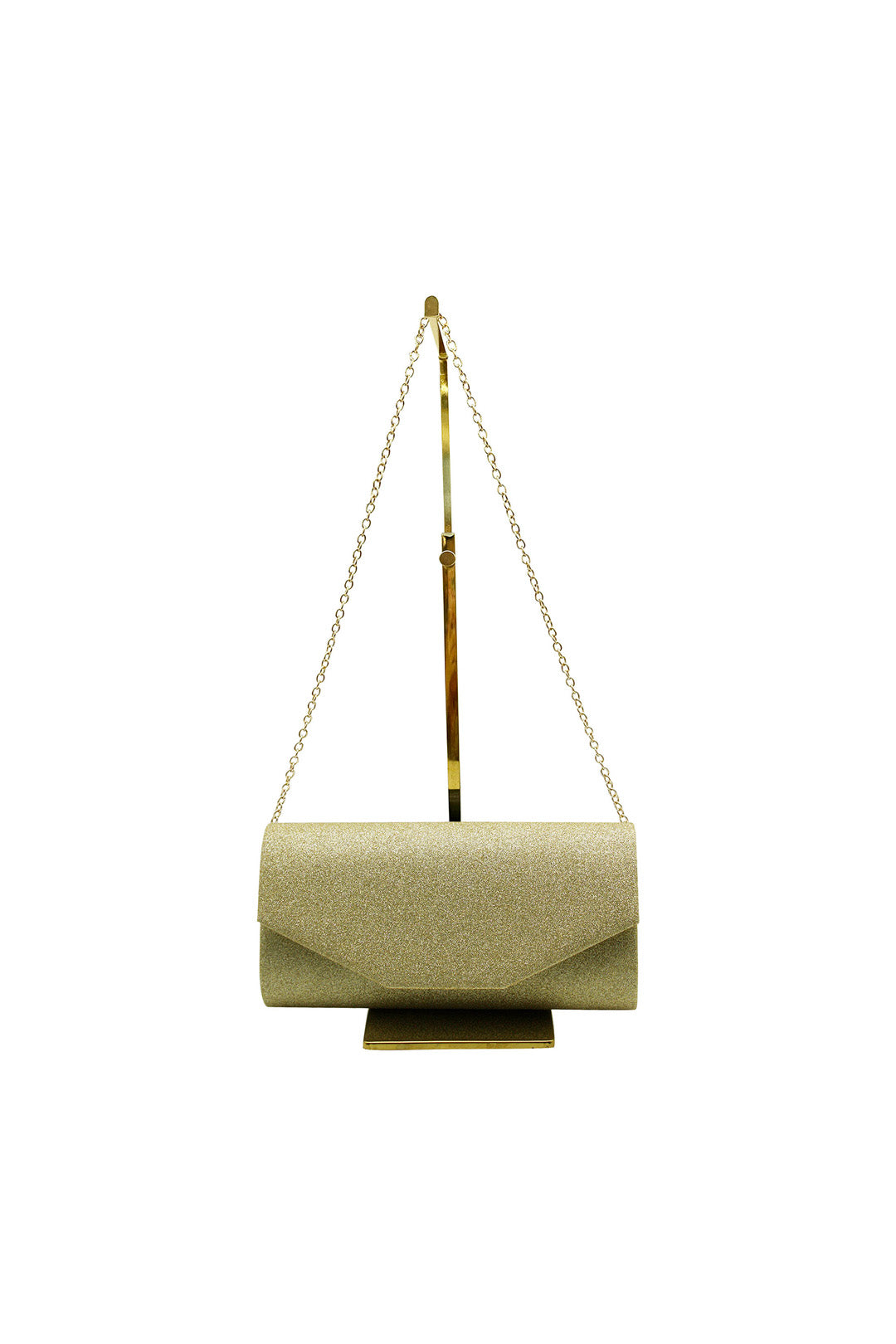 Glitter Envelope Clutch Bag with Gold /Silver Chain Strap