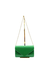 Patent Envelope Clutch Bag with Gold Chain Strap