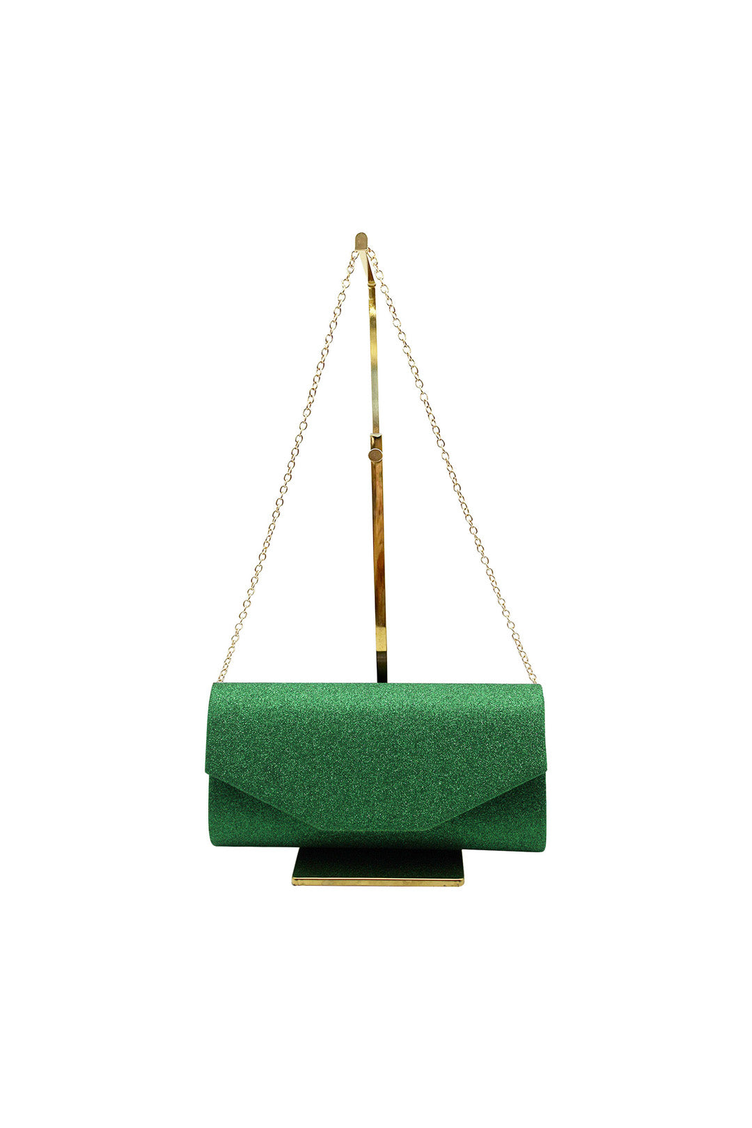 Glitter Envelope Clutch Bag with Gold /Silver Chain Strap