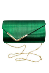 Textured Envelope Clutch Bag with Chain Strap