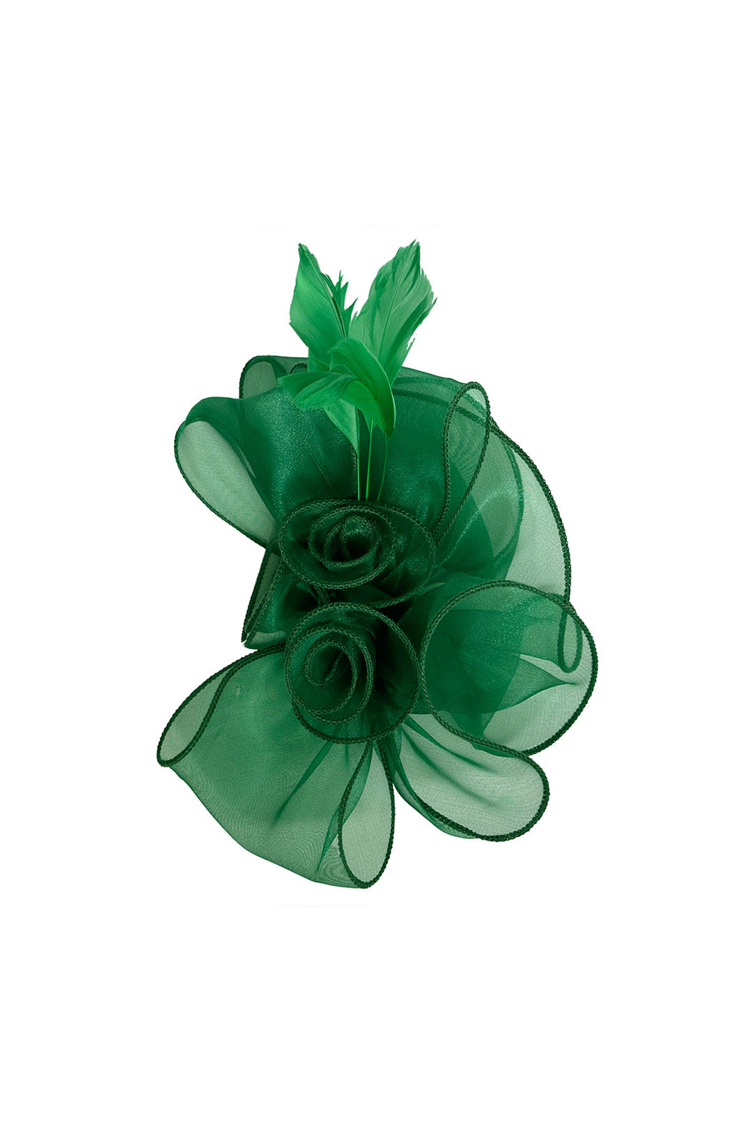 Elegant Organza Floral Fascinator with Feather Detail