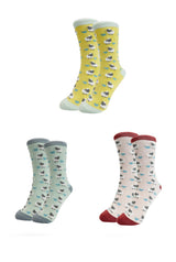 Women’s Bamboo Sheep Print Socks – 3 Pack with Gift Box