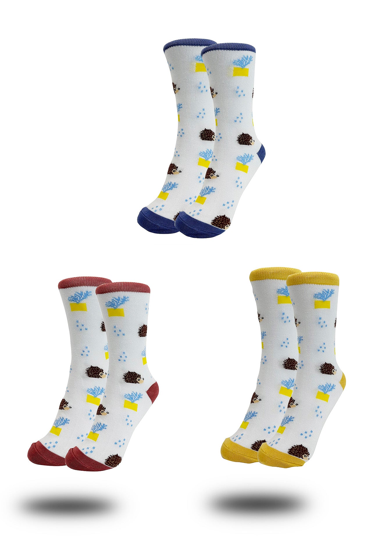 Women’s Bamboo Hedgehog Print Socks – 3 Pack with Gift Box
