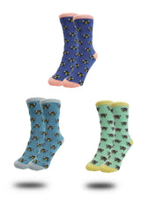 Women’s Bamboo Bumble Bee Print Socks – 3 Pack with Gift Box