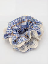 Vintage Gingham Lace Hair Scrunchie Oversized With Box